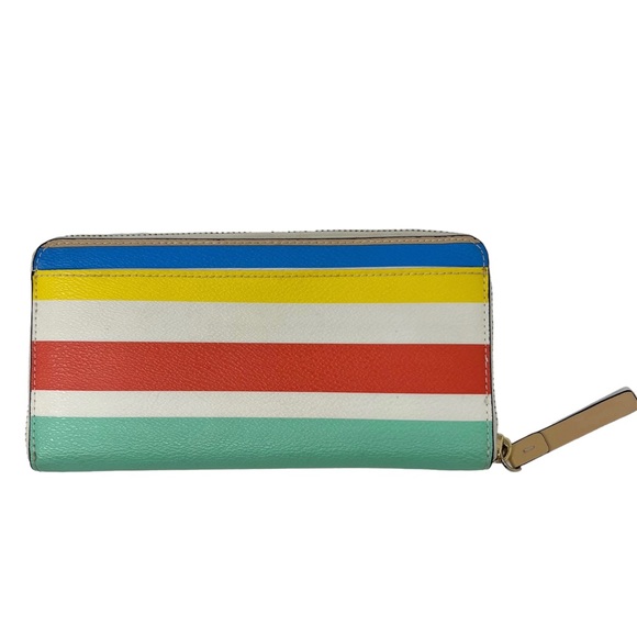Kate Spade Neda Grove Street Dune Stripe Leather PVC Zip Around Accordion Wallet - Picture 2 of 10